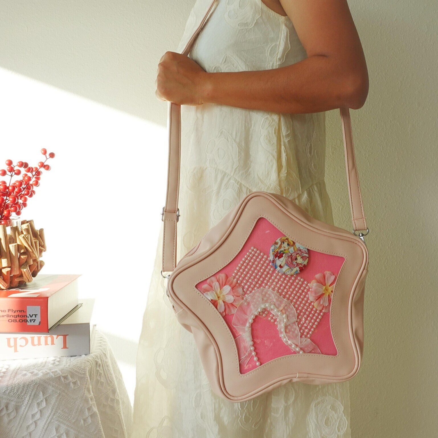 Pastel Kawaii Convertible Ita Bag with Clear Window for Plushies and Pins Pastel Kawaii Convertible Ita Bag with Clear Window for Plushies and Pins