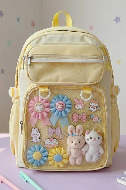 Pastel Kawaii Ita Backpack for Plushies and Pins