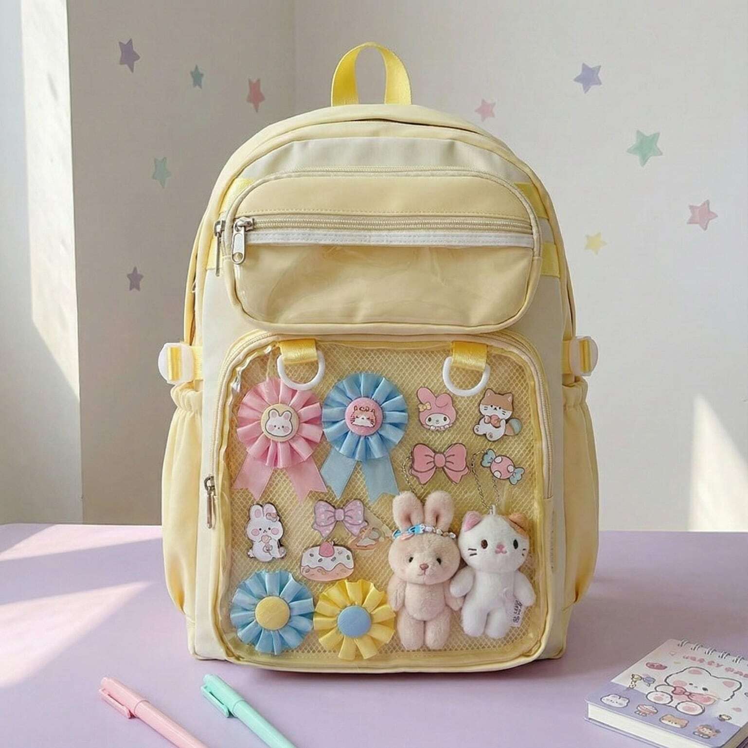 Pastel Kawaii Ita Backpack for Plushies and Pins Pastel Kawaii Ita Backpack for Plushies and Pins