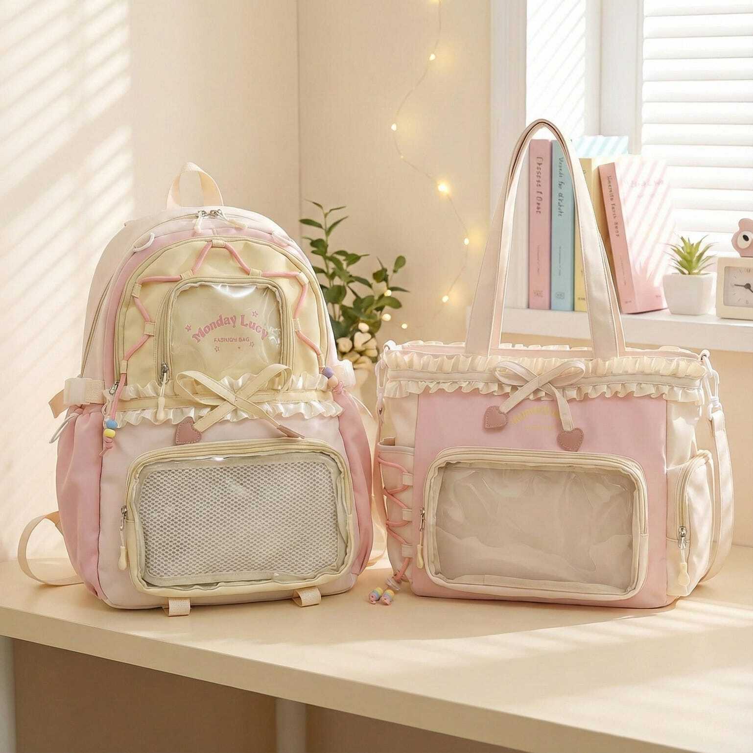 Pastel Kawaii Ita Backpack for Plushies and Pins Pastel Kawaii Ita Backpack for Plushies and Pins