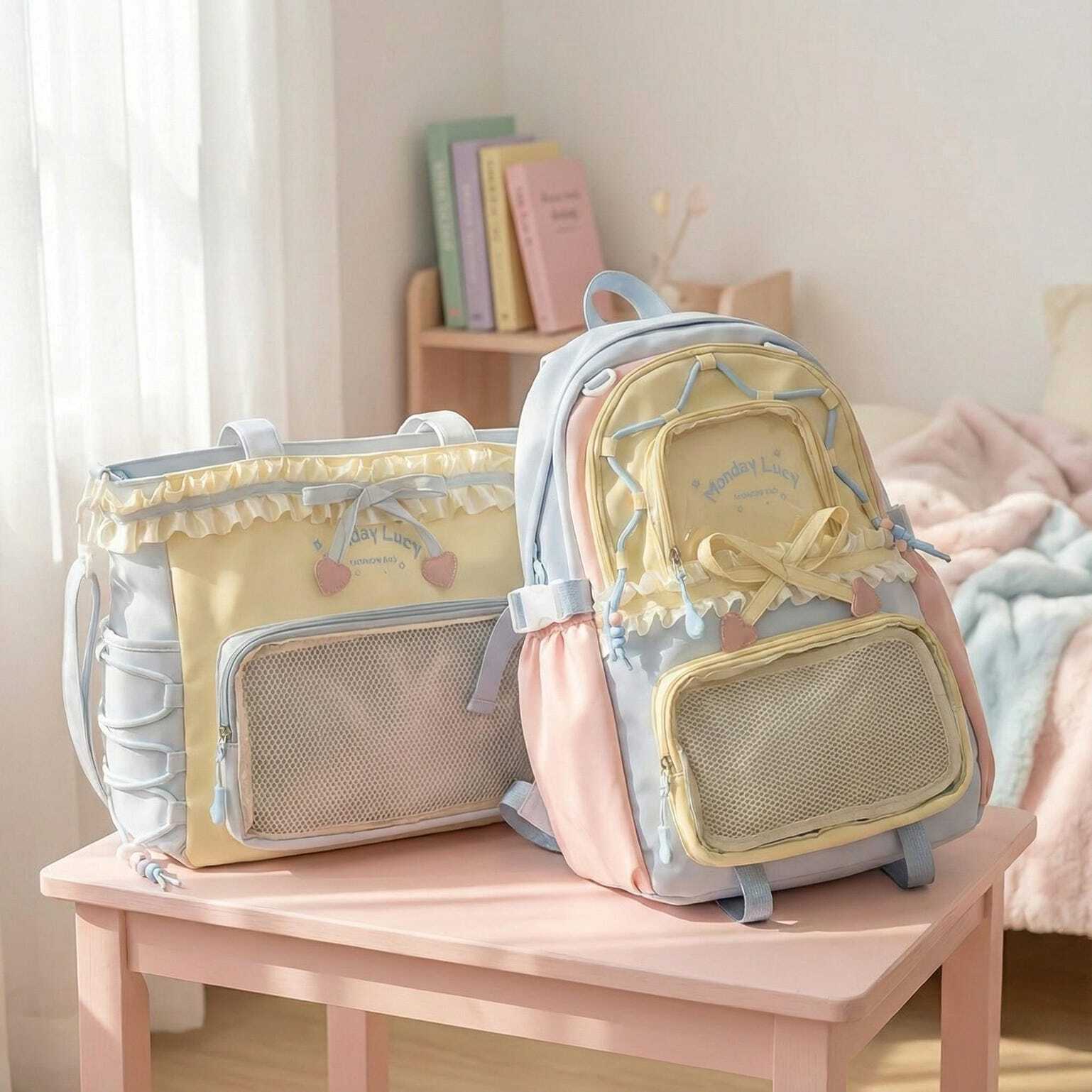 Pastel Kawaii Ita Backpack for Plushies and Pins Pastel Kawaii Ita Backpack for Plushies and Pins