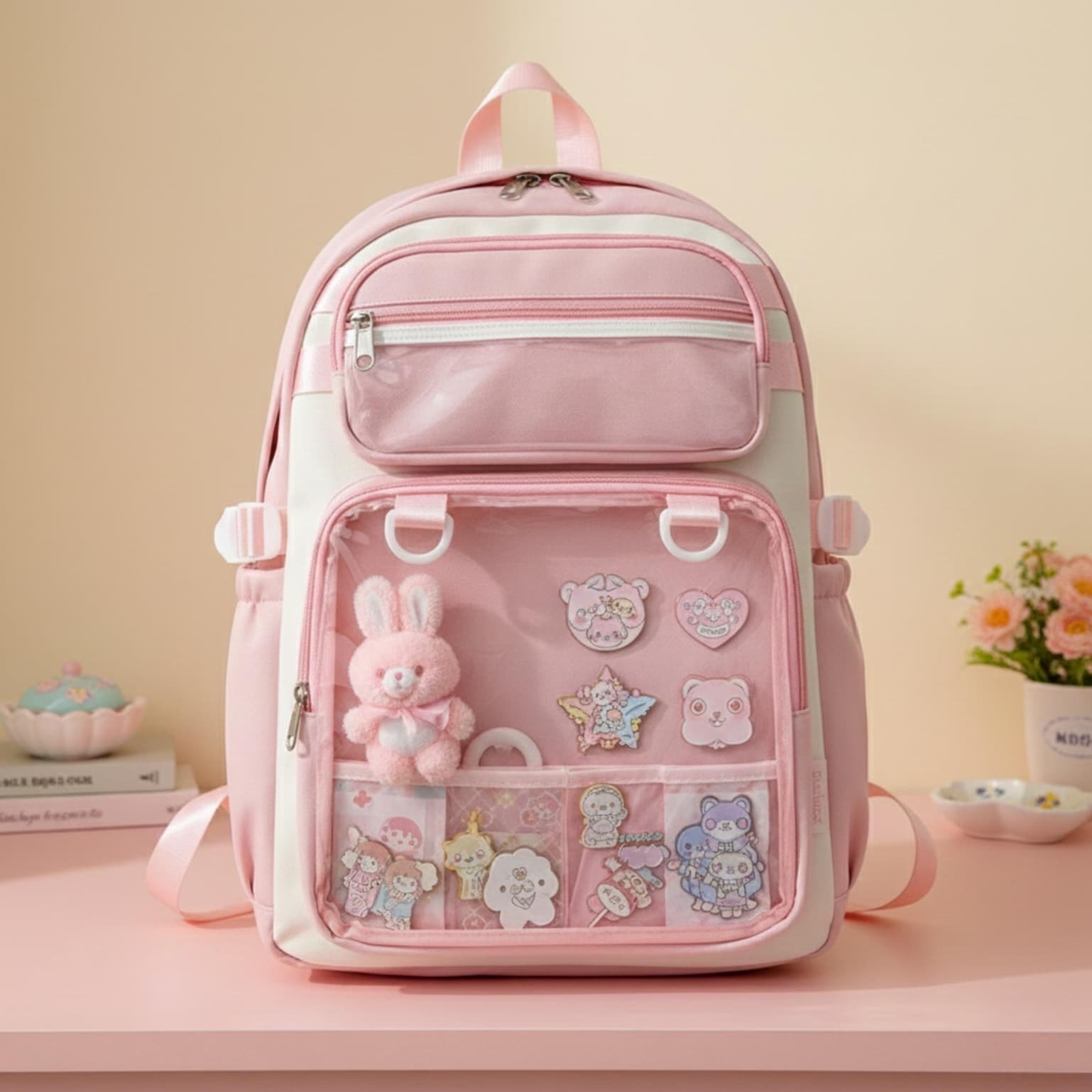 Pastel Kawaii Ita Backpack for Plushies and Pins Pastel Kawaii Ita Backpack for Plushies and Pins
