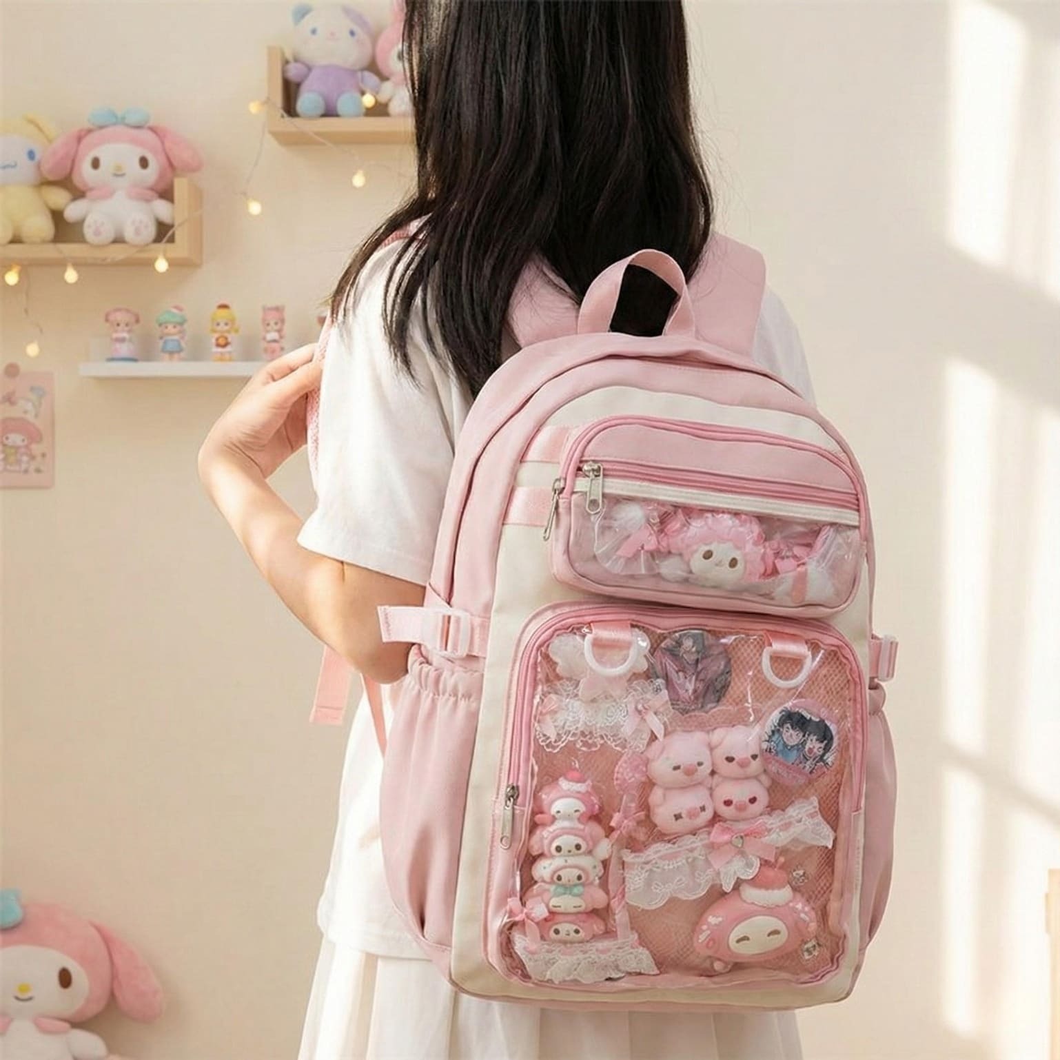 Pastel Kawaii Ita Backpack for Plushies and Pins Pastel Kawaii Ita Backpack for Plushies and Pins