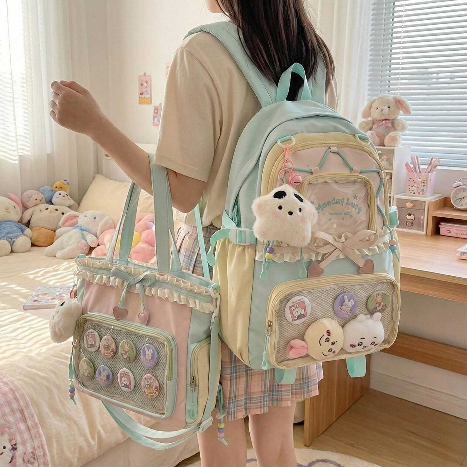 Pastel Kawaii Ita Backpack for Plushies and Pins Pastel Kawaii Ita Backpack for Plushies and Pins