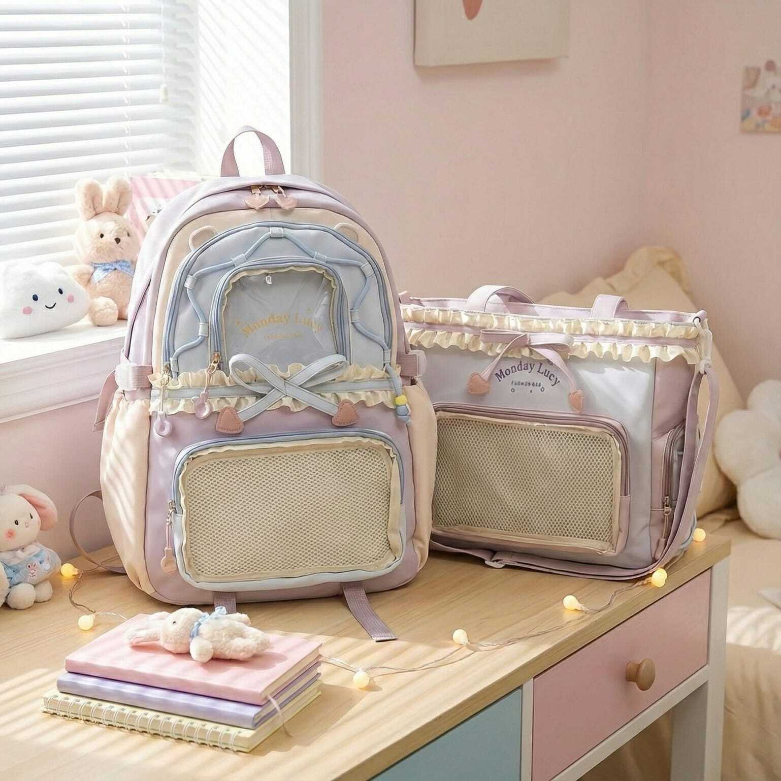 Pastel Kawaii Ita Backpack for Plushies and Pins Pastel Kawaii Ita Backpack for Plushies and Pins