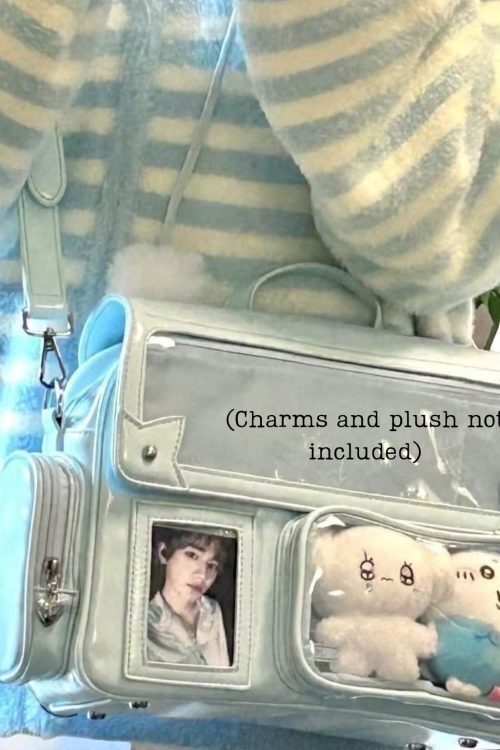 Pastel Kawaii Ita Backpack with Clear Window for Plushies and Pins