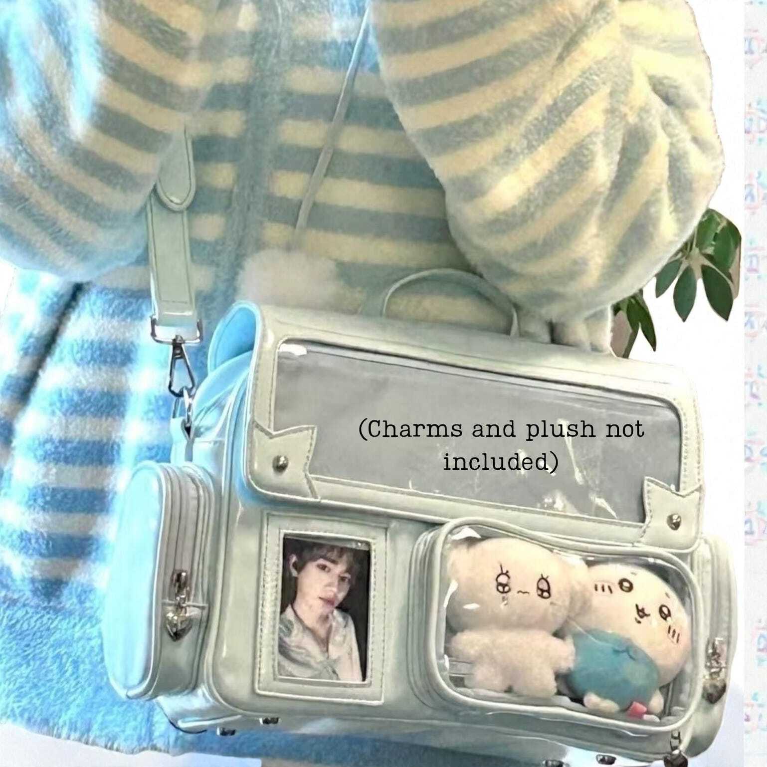 Pastel Kawaii Ita Backpack with Clear Window for Plushies and Pins Pastel Kawaii Ita Backpack with Clear Window for Plushies and Pins