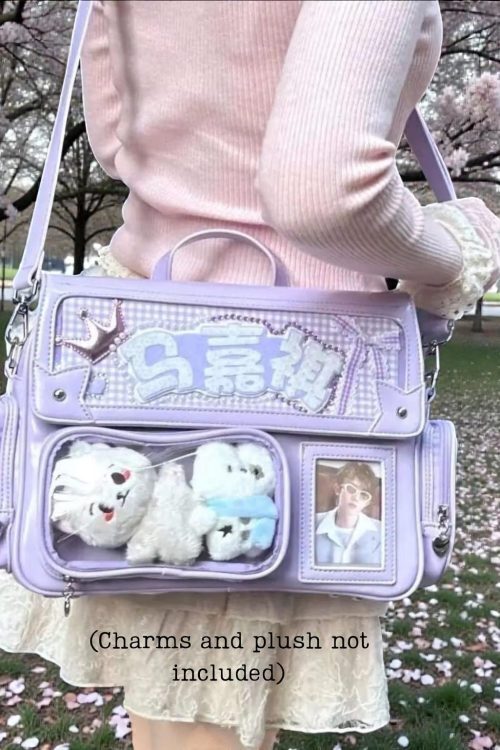 Pastel Kawaii Ita Backpack with Clear Window for Plushies and Pins