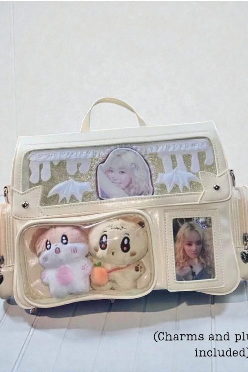 Pastel Kawaii Ita Backpack with Clear Window for Plushies and Pins