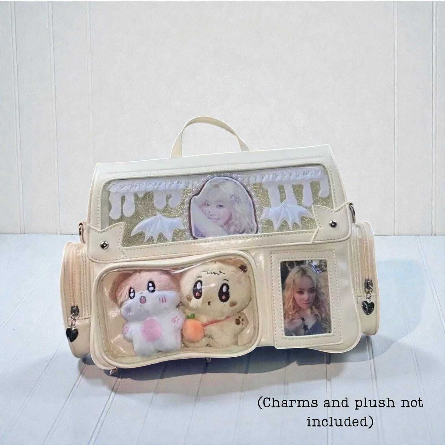 Pastel Kawaii Ita Backpack with Clear Window for Plushies and Pins Pastel Kawaii Ita Backpack with Clear Window for Plushies and Pins