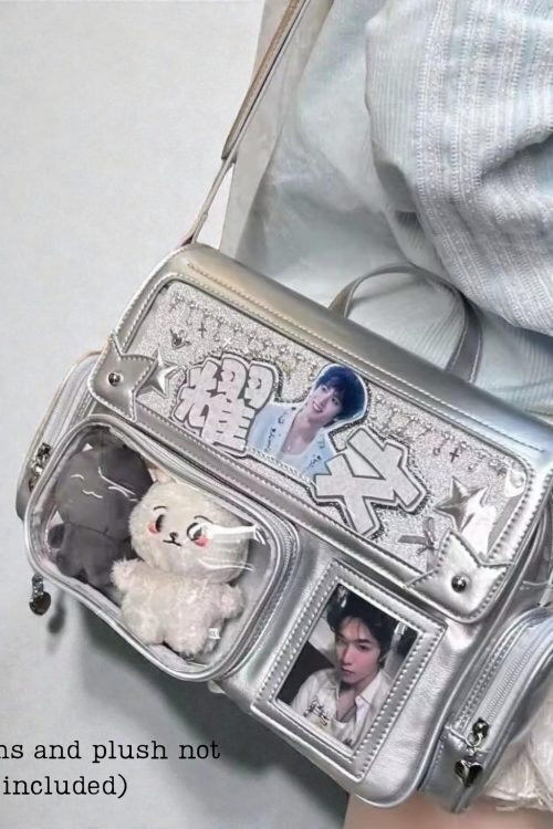 Pastel Kawaii Ita Backpack with Clear Window for Plushies and Pins