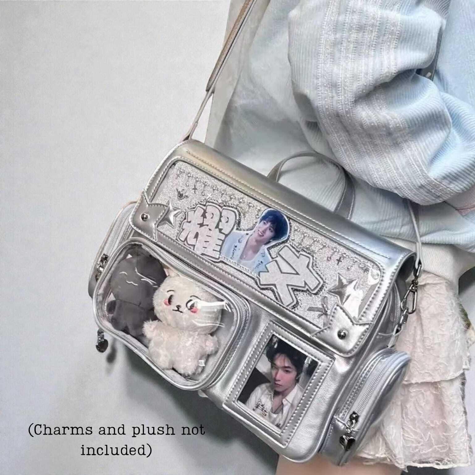 Pastel Kawaii Ita Backpack with Clear Window for Plushies and Pins Pastel Kawaii Ita Backpack with Clear Window for Plushies and Pins