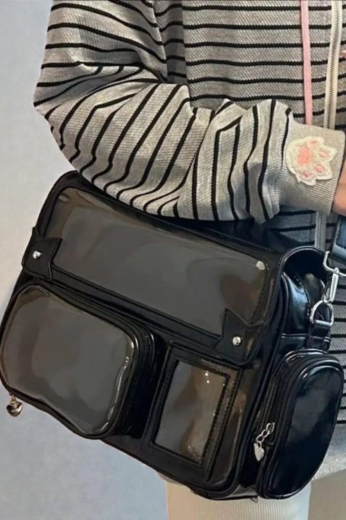 Pastel Kawaii Ita Backpack with Clear Window for Plushies and Pins