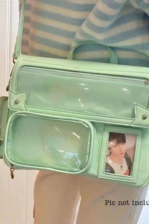 Pastel Kawaii Ita Backpack with Clear Window for Plushies and Pins