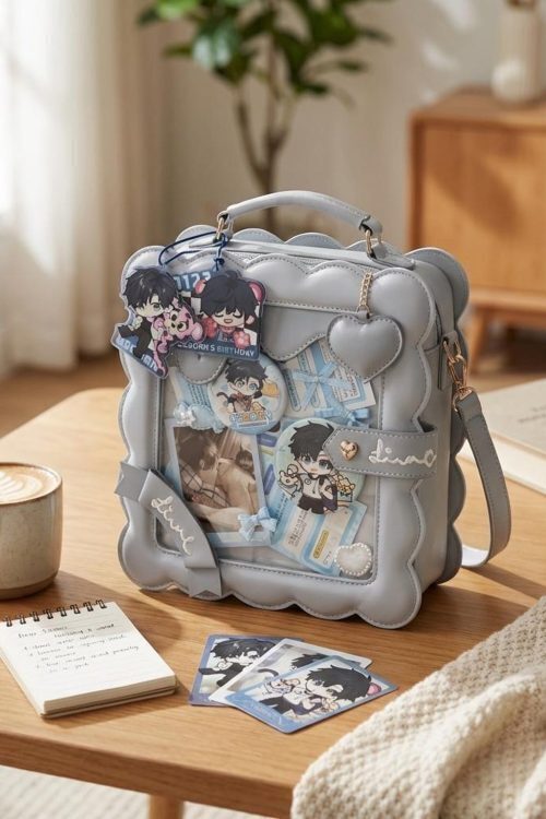 Pastel Kawaii Ita Purse with Clear Window for Photocards and Pins