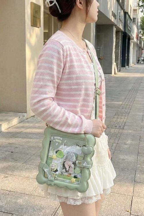 Pastel Kawaii Ita Purse with Clear Window for Photocards and Pins