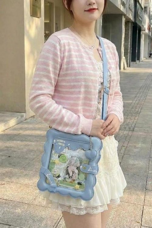 Pastel Kawaii Ita Purse with Clear Window for Photocards and Pins