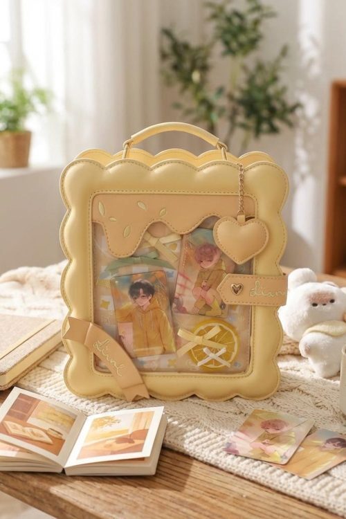 Pastel Kawaii Ita Purse with Clear Window for Photocards and Pins