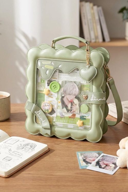 Pastel Kawaii Ita Purse with Clear Window for Photocards and Pins