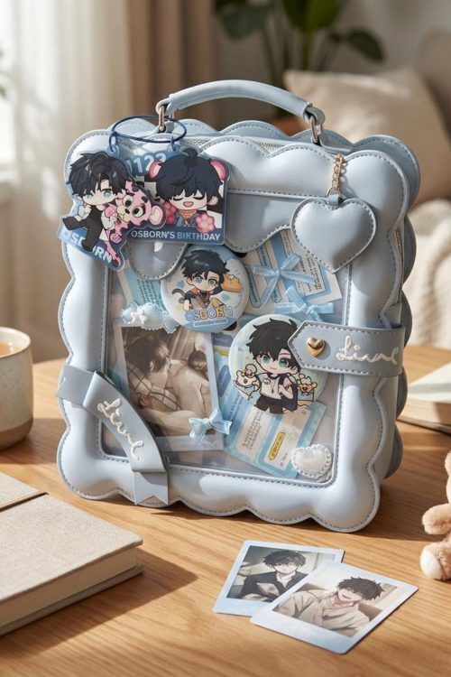 Pastel Kawaii Ita Purse with Clear Window for Photocards and Pins