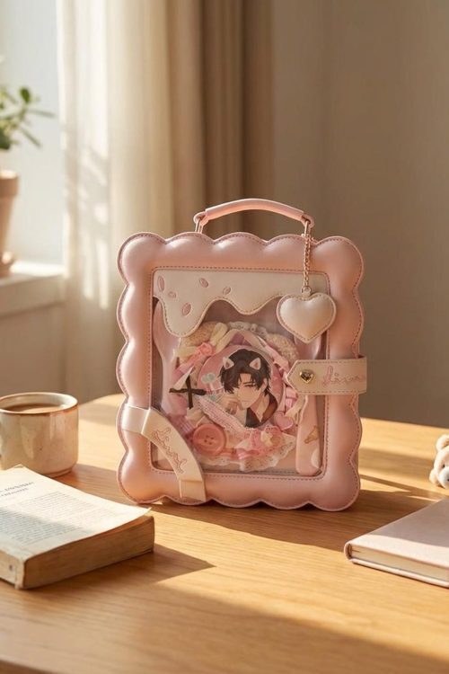 Pastel Kawaii Ita Purse with Clear Window for Photocards and Pins