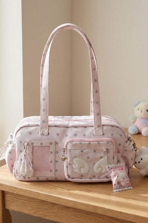 Pastel Kawaii Ita Shoulder Bag with Clear Window for Plushies and Pins