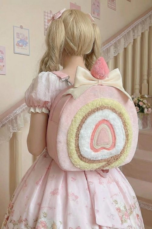 Pastel Kawaii Strawberry Ita Backpack for Plushies and Pins