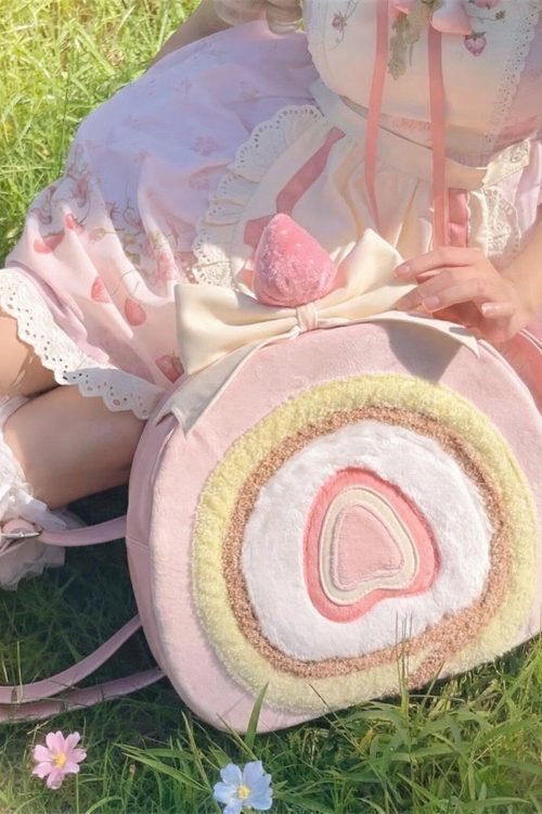 Pastel Kawaii Strawberry Ita Backpack for Plushies and Pins