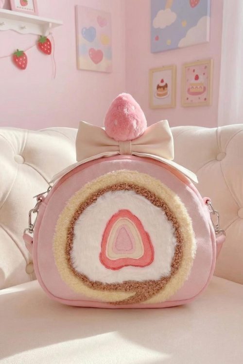 Pastel Kawaii Strawberry Ita Backpack for Plushies and Pins