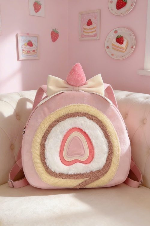 Pastel Kawaii Strawberry Ita Backpack for Plushies and Pins