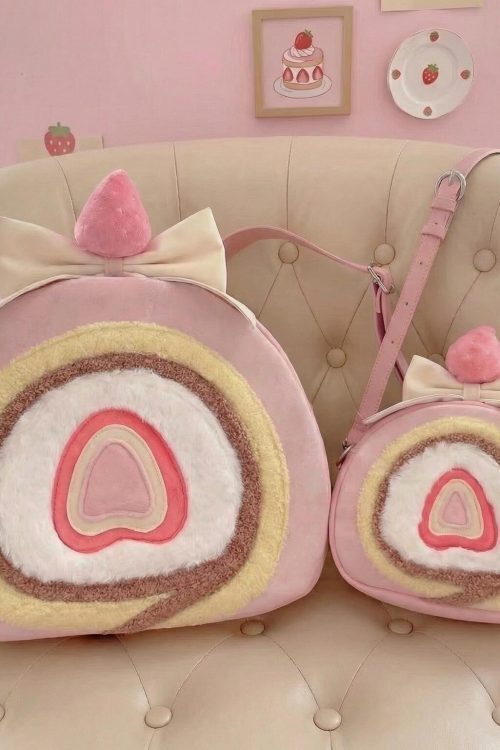 Pastel Kawaii Strawberry Ita Backpack for Plushies and Pins
