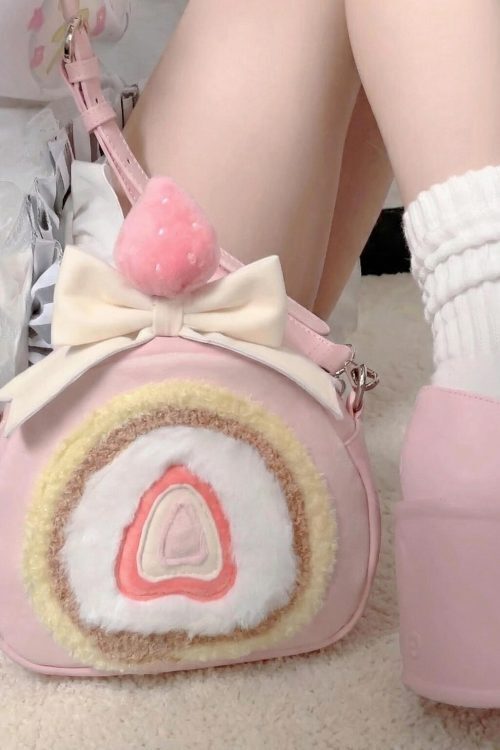 Pastel Kawaii Strawberry Ita Backpack for Plushies and Pins