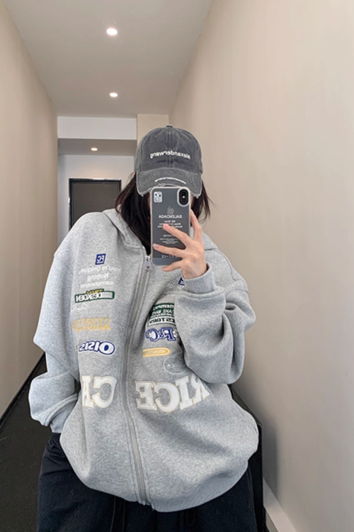 Patch Big Silhouette Zip Hoodie