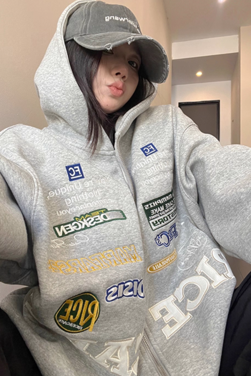 Patch Big Silhouette Zip Hoodie