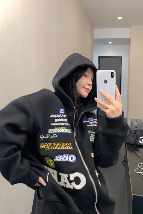 Patch Big Silhouette Zip Hoodie