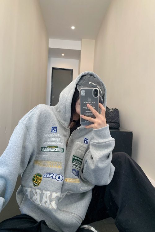 Patch Big Silhouette Zip Hoodie