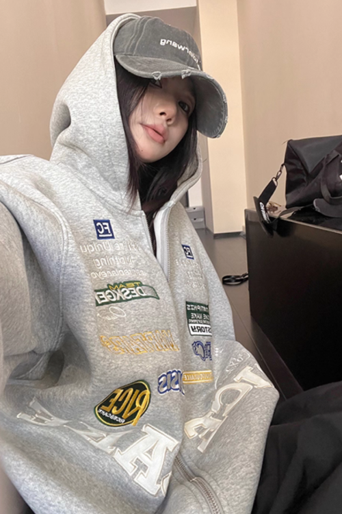 Patch Big Silhouette Zip Hoodie