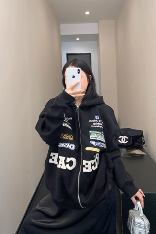 Patch Big Silhouette Zip Hoodie