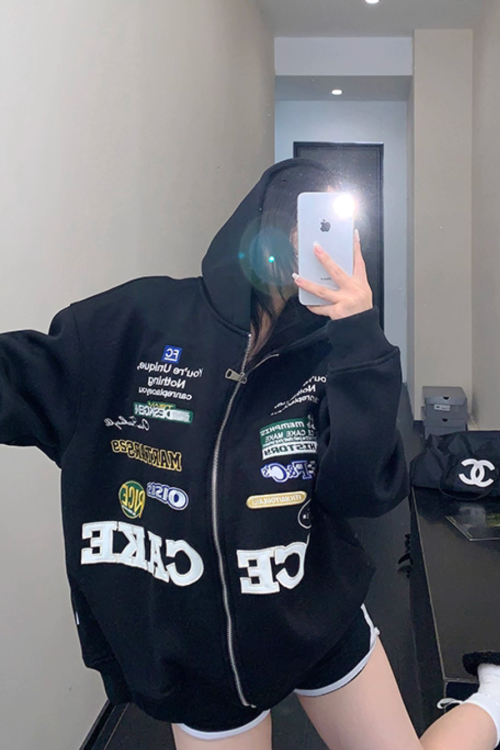 Patch Big Silhouette Zip Hoodie