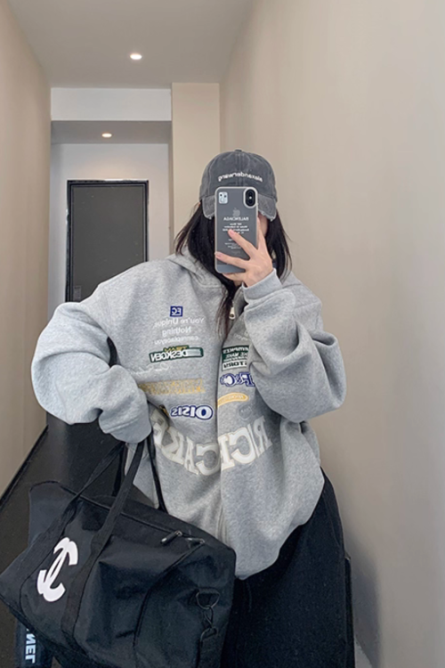 Patch Big Silhouette Zip Hoodie