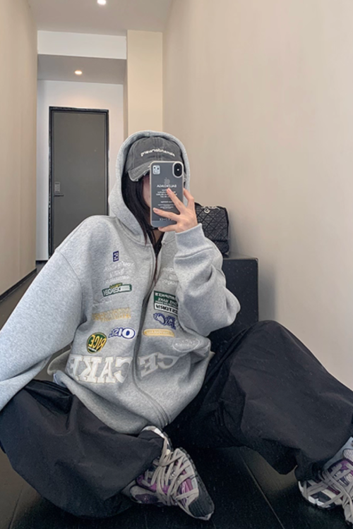 Patch Big Silhouette Zip Hoodie