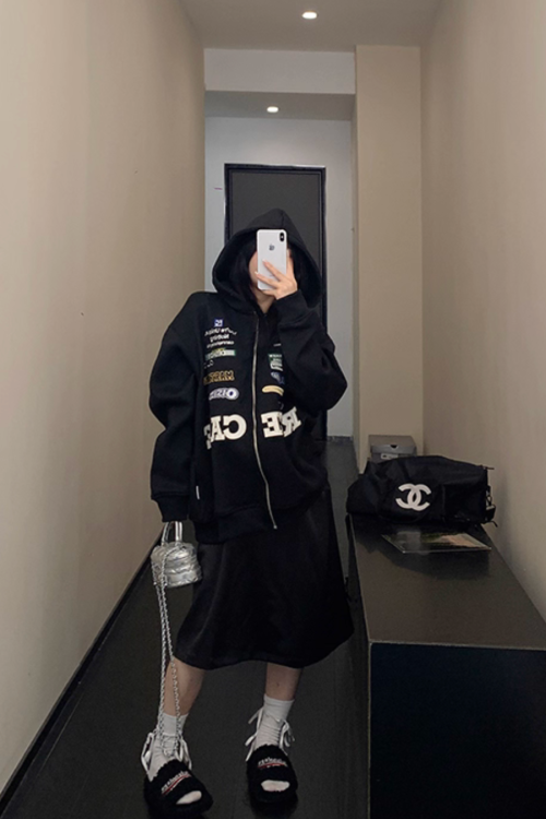 Patch Big Silhouette Zip Hoodie