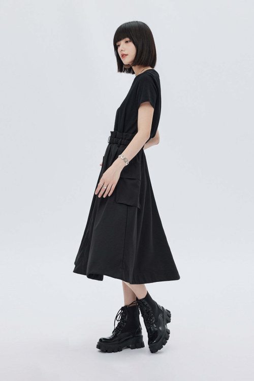 Patch Pocket Waist T-Shirt Dress