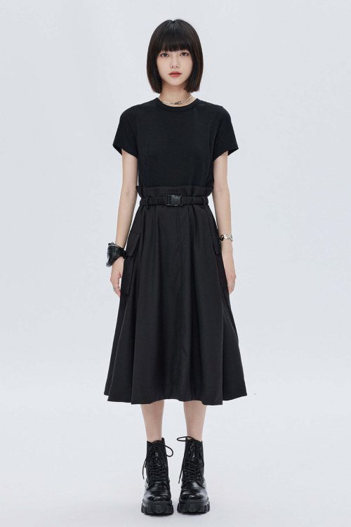 Patch Pocket Waist T-Shirt Dress