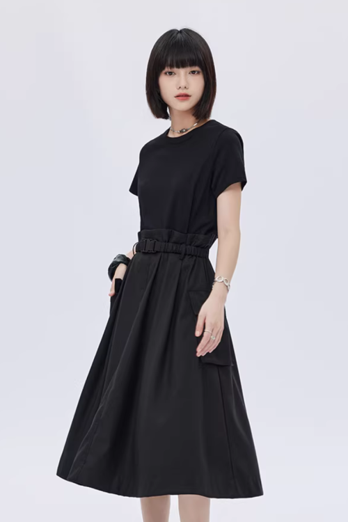 Patch Pocket Waist T-Shirt Dress