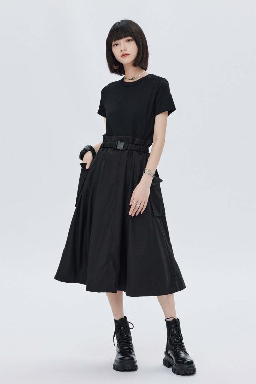Patch Pocket Waist T-Shirt Dress