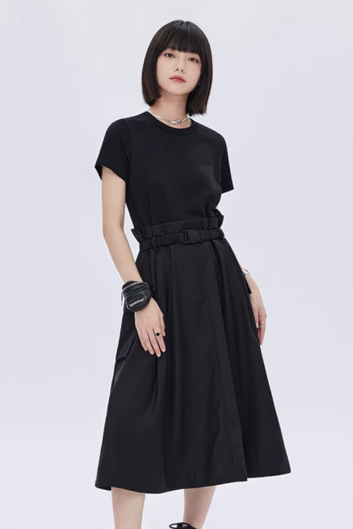 Patch Pocket Waist T-Shirt Dress