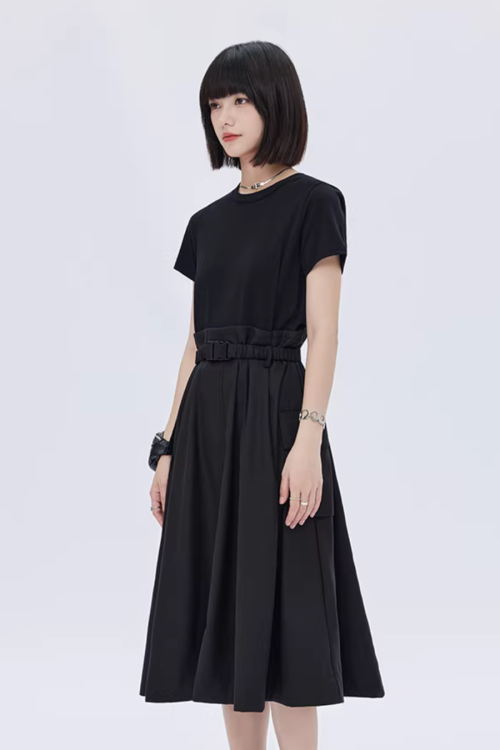 Patch Pocket Waist T-Shirt Dress