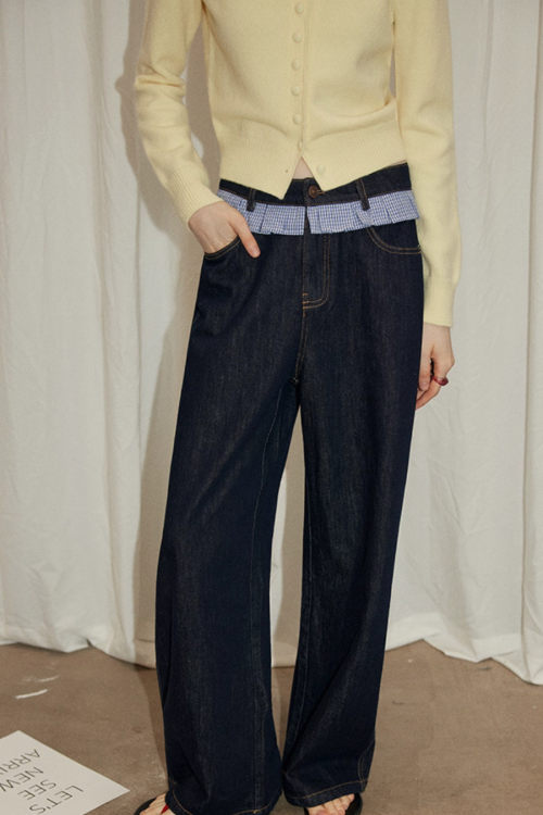 Patchwork High Waist Wide Pants
