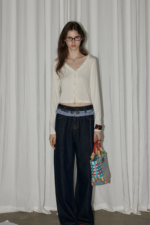 Patchwork High Waist Wide Pants